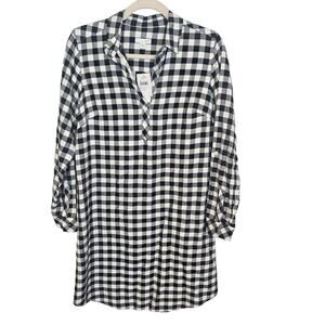 J Jill Dress Tunic Dress Shirt Dress Checkered Dress Long Sleeve Dress XS NEW